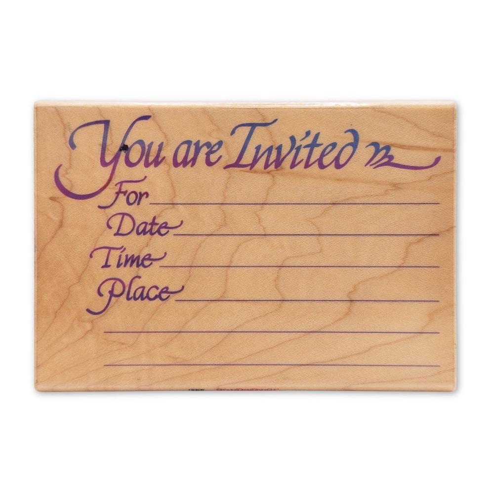 Vintage Y2K Stampendous Rubber Stamp Wood Mounted Party Invitation Celebration‎